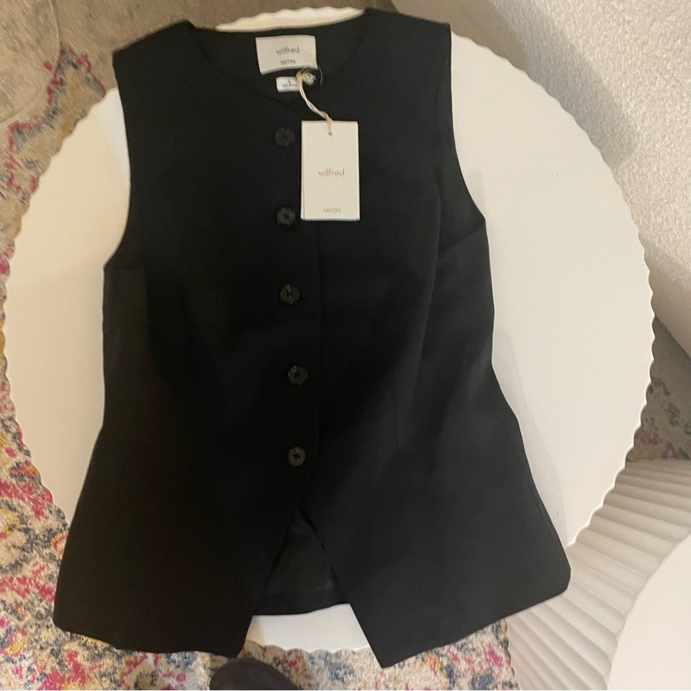 NWT Aritzia Wilfred Regal Wool Vest in Black - Picture 13 of 13